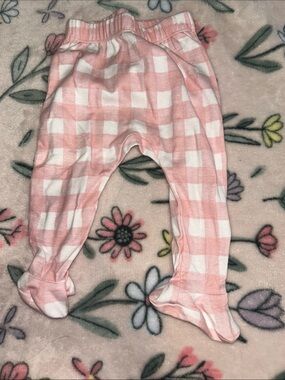 The Honest Company Pink and White Gingham Footed One-Piece